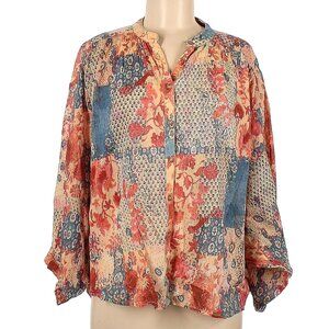 Pilcro Long Sleeve Blouse, Floral, Size M